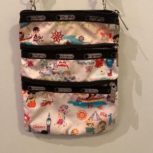 LeSportsac It’s a Small World Crossbody 3 Zip Pocket Purse